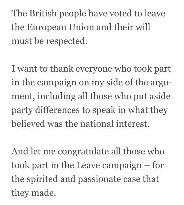 David Cameron on #Linkedin - #BRexit confirmed 