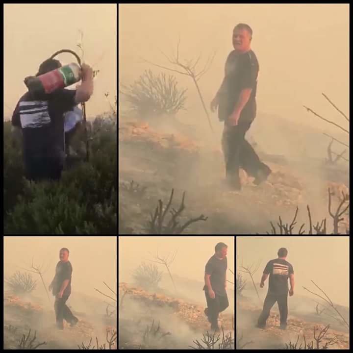 جلالة #الملك_عبدالله الثاني يشارك في إطفاء حريق الكمالية #الأردن