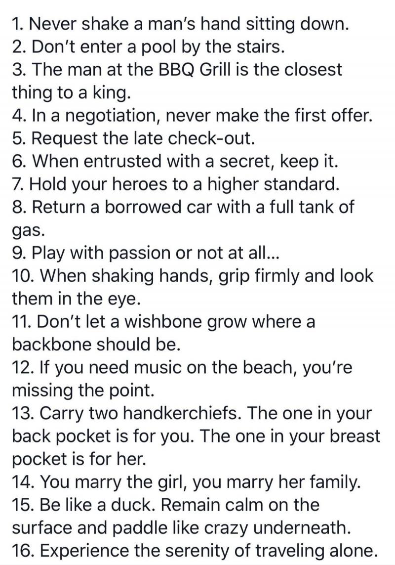 Rules to follow in life