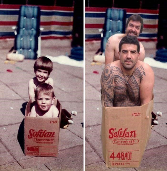 13 صورة لعائلات حاولت إعادة تصوير لقطات من طفولتهم معا #مضحك #نهفات - صورة 5