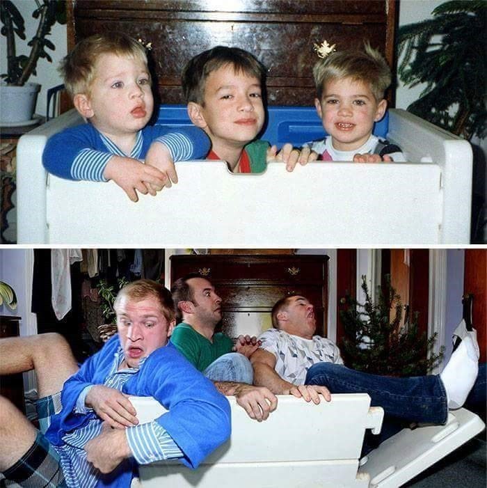 13 صورة لعائلات حاولت إعادة تصوير لقطات من طفولتهم معا #مضحك #نهفات - صورة 12