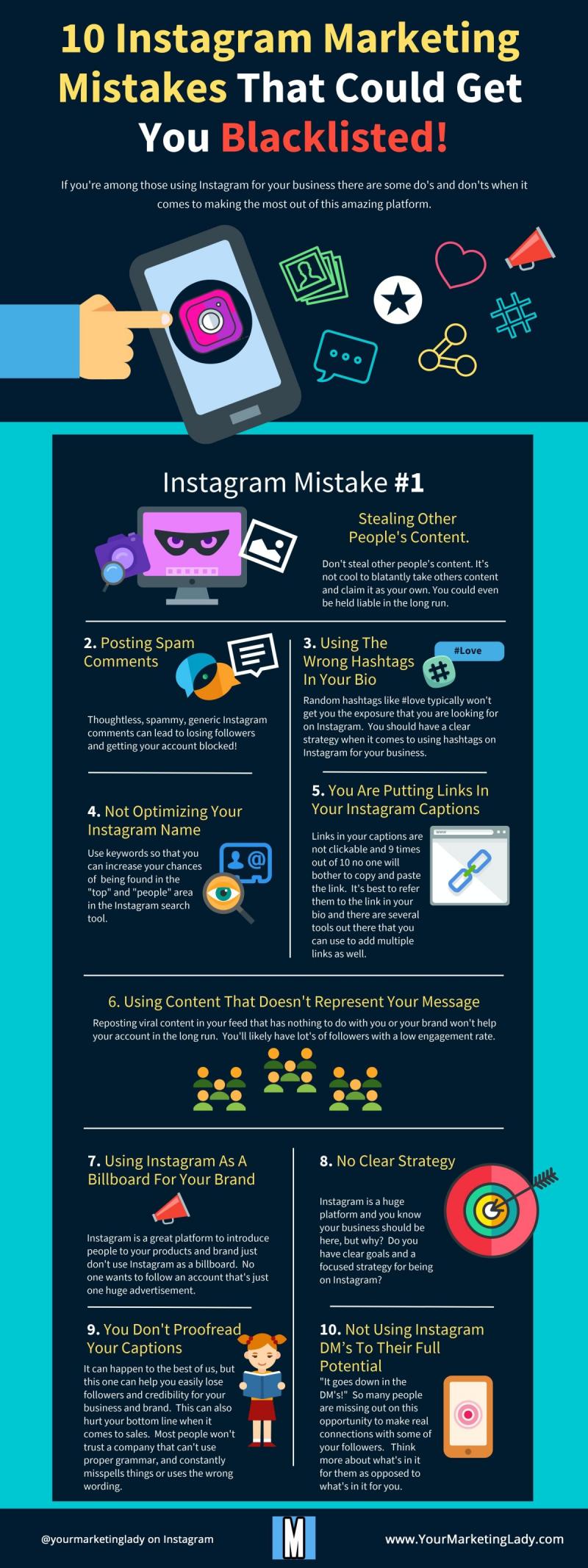 Ten #Instagram mistakes that could get you blacklisted #SMM #Marketing #Infographic