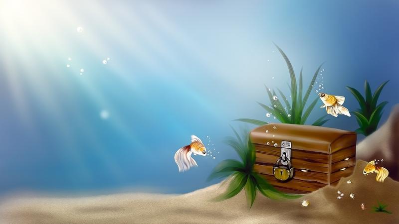 صور تحتوي #القراصنة #سمك #كنز #صدر #رسم #بحر #ذهب