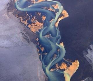 Volcanic ash rivers in Iceland