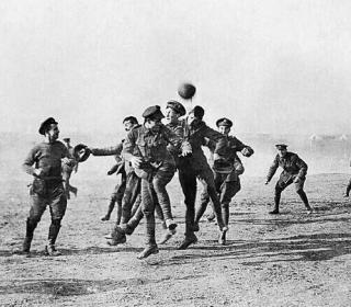 German and British troops forgot about the war for a moment and played football 