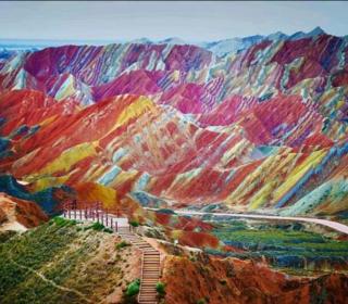Rainbow mountains in China